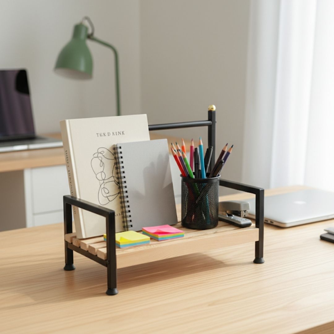 Küchen Regal Tassenhalter 6 Haken| Holz & Metall | Kaffeeecke Organizer