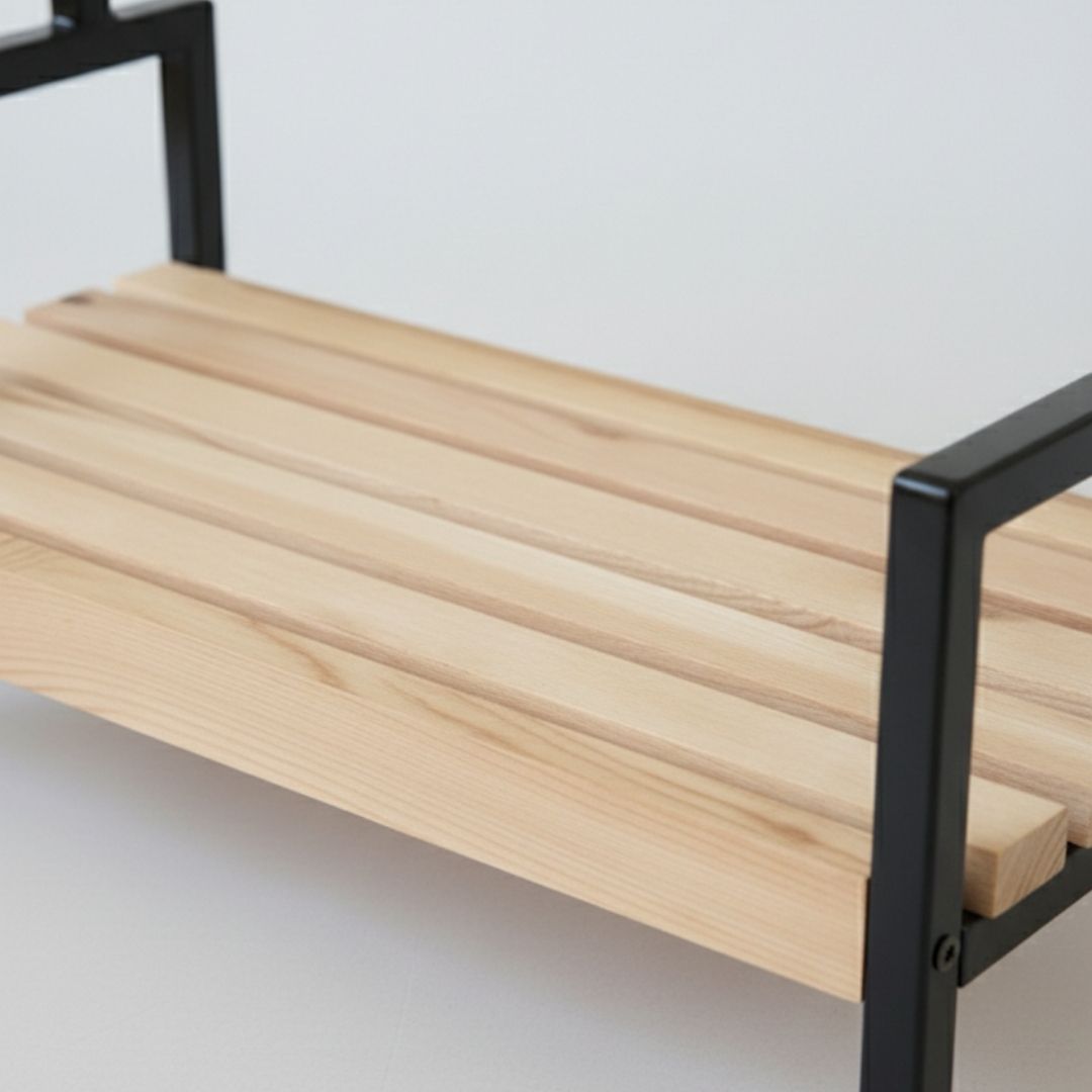 Küchen Regal Tassenhalter 6 Haken| Holz & Metall | Kaffeeecke Organizer