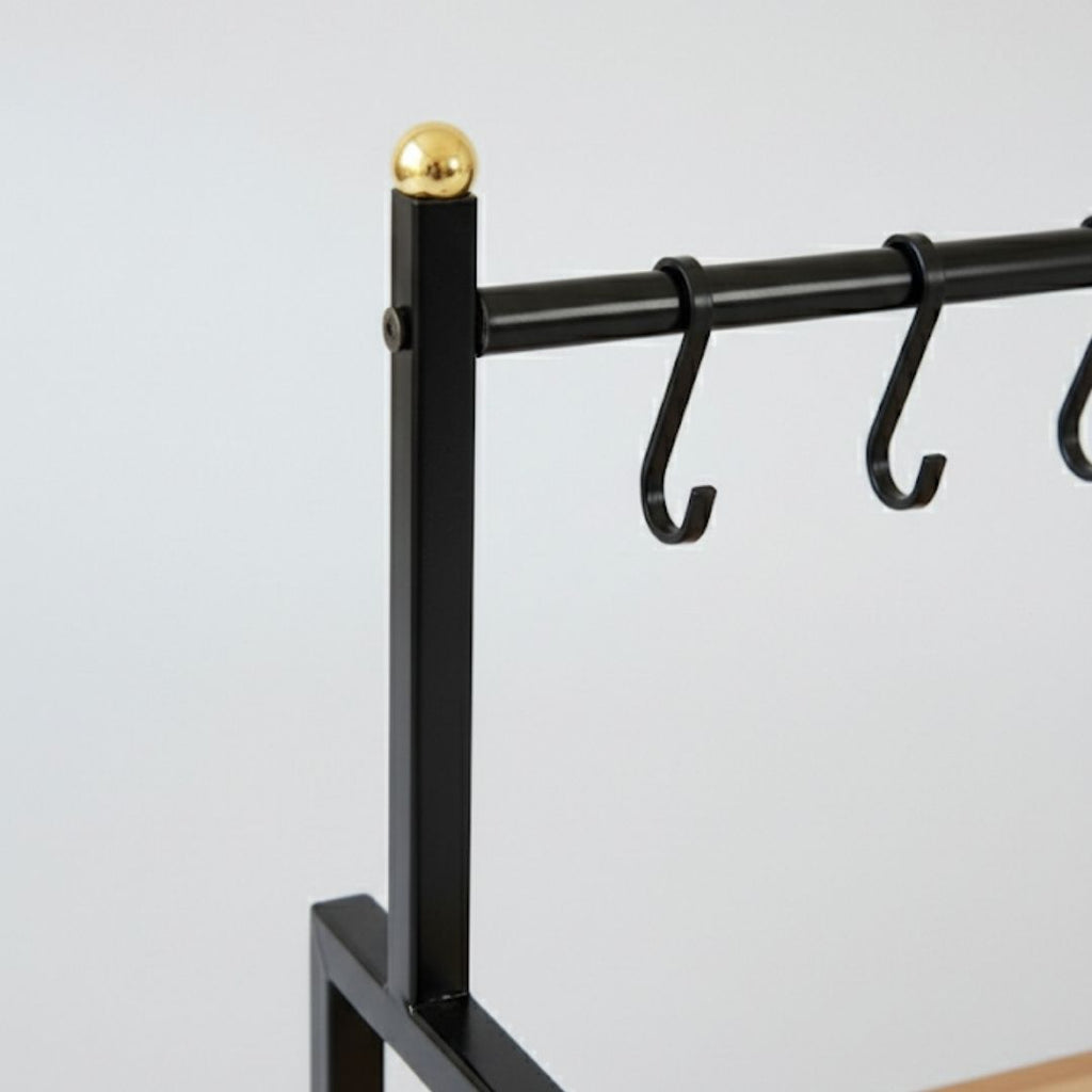 Küchen Regal Tassenhalter 6 Haken| Holz & Metall | Kaffeeecke Organizer