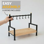 Küchen Regal Tassenhalter 6 Haken| Holz & Metall | Kaffeeecke Organizer