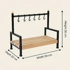 Küchen Regal Tassenhalter 6 Haken| Holz & Metall | Kaffeeecke Organizer