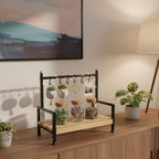 Küchen Regal Tassenhalter 6 Haken| Holz & Metall | Kaffeeecke Organizer