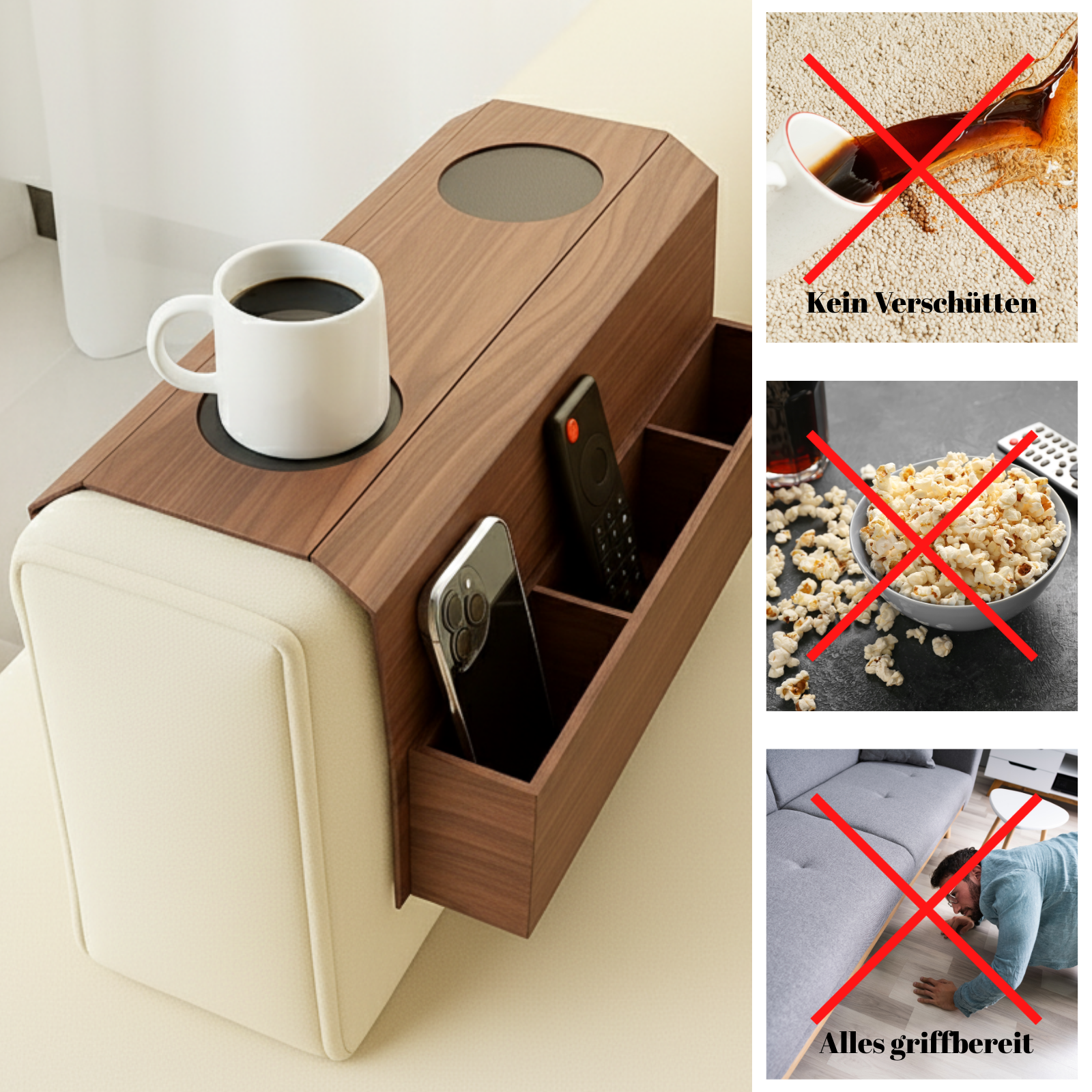Sofatablett Armlehne – Couch Tablett Ablage flexibel Sofa Butler Organizer